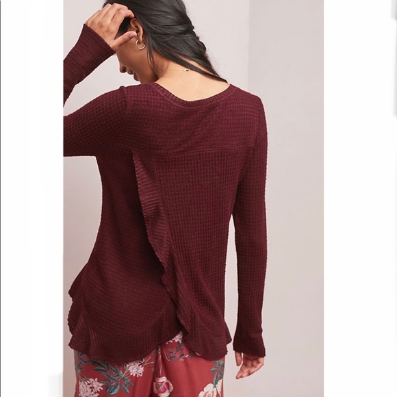Anthropologie Saturday Sunday Wendy Waffle Tunic in Plum/Maroon - Picture 2 of 11